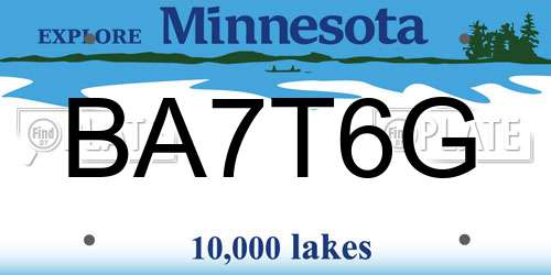 BA7T6G Minnesota License Plate