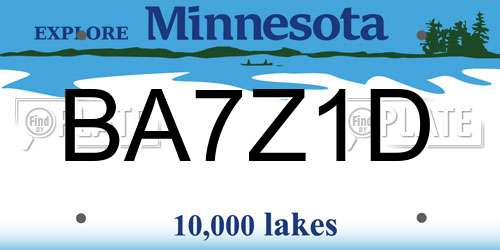 BA7Z1D Minnesota License Plate