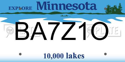 BA7Z1O Minnesota License Plate