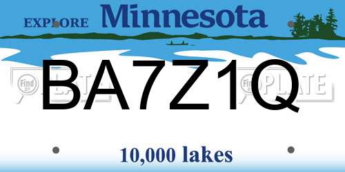 BA7Z1Q Minnesota License Plate