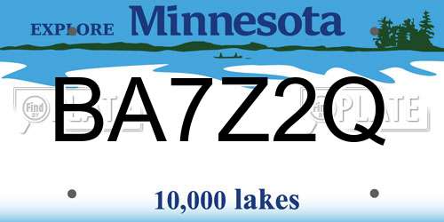 BA7Z2Q Minnesota License Plate