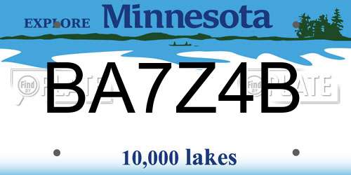 BA7Z4B Minnesota License Plate