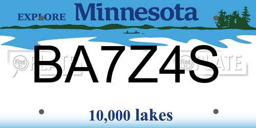 BA7Z4S Minnesota License Plate