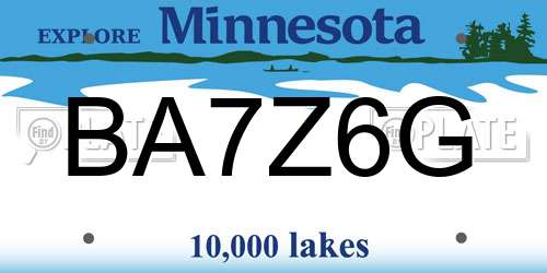 BA7Z6G Minnesota License Plate