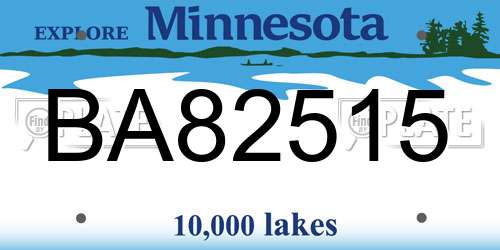BA82515 Minnesota License Plate