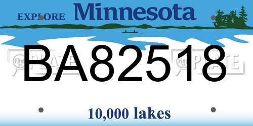BA82518 Minnesota License Plate