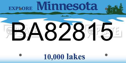 BA82815 Minnesota License Plate