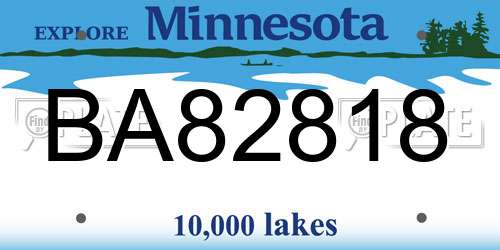 BA82818 Minnesota License Plate