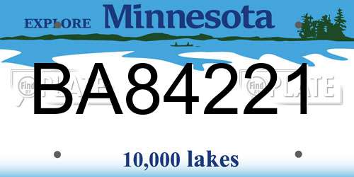 BA84221 Minnesota License Plate
