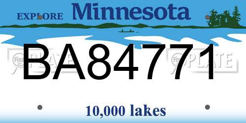 BA84771 Minnesota License Plate