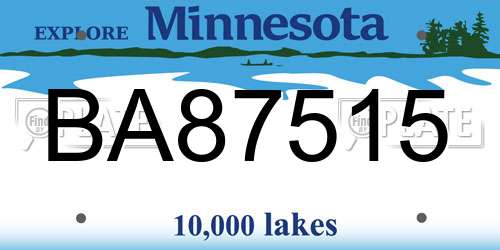 BA87515 Minnesota License Plate