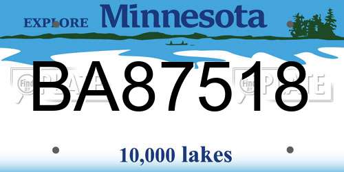BA87518 Minnesota License Plate