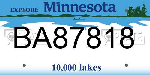 BA87818 Minnesota License Plate