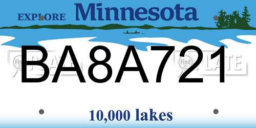 BA8A721 Minnesota License Plate