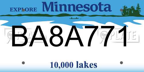 BA8A771 Minnesota License Plate
