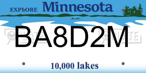 BA8D2M Minnesota License Plate