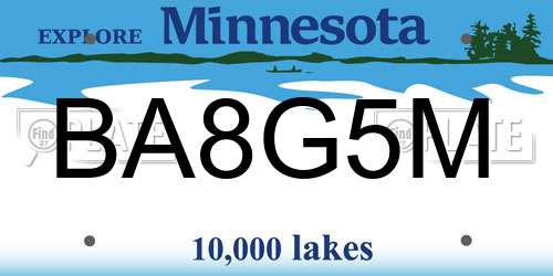 BA8G5M Minnesota License Plate
