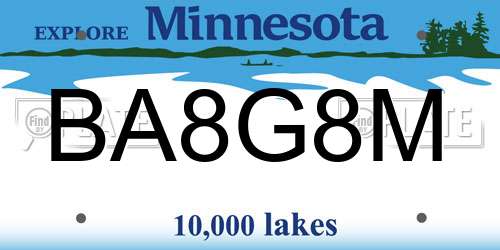 BA8G8M Minnesota License Plate