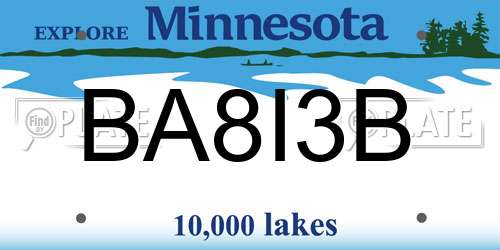 BA8I3B Minnesota License Plate