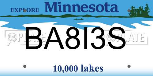 BA8I3S Minnesota License Plate