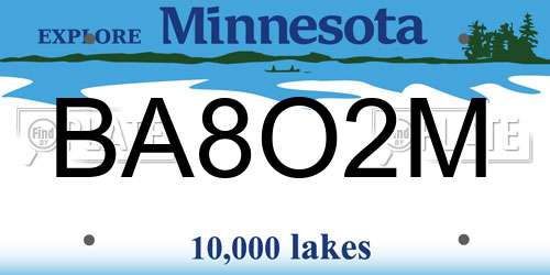 BA8O2M Minnesota License Plate