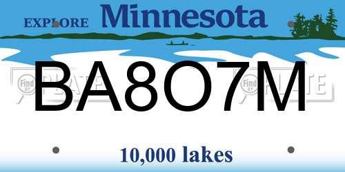 BA8O7M Minnesota License Plate