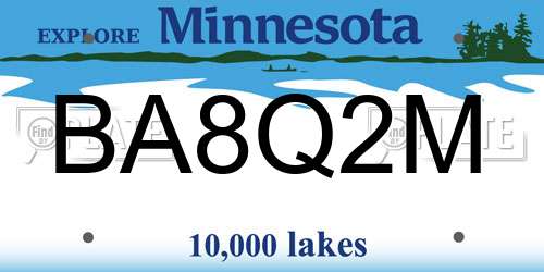 BA8Q2M Minnesota License Plate