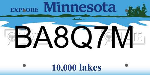 BA8Q7M Minnesota License Plate