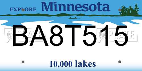 BA8T515 Minnesota License Plate
