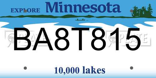 BA8T815 Minnesota License Plate