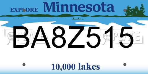 BA8Z515 Minnesota License Plate