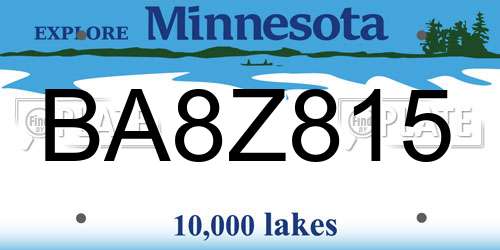 BA8Z815 Minnesota License Plate