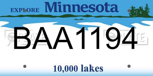 BAA1194 Minnesota License Plate