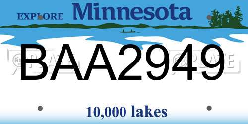 BAA2949 Minnesota License Plate