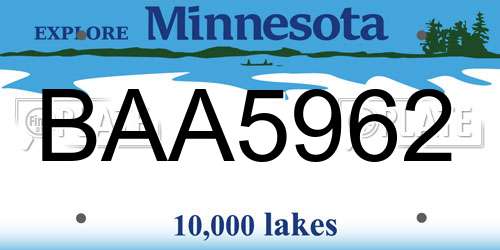 BAA5962 Minnesota License Plate