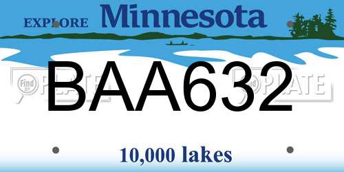 BAA632 Minnesota License Plate