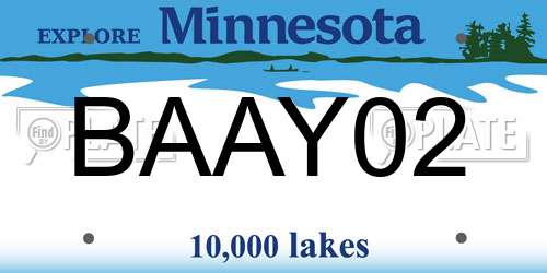BAAY02 Minnesota License Plate