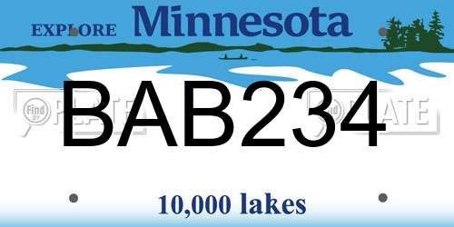 BAB234 Minnesota License Plate