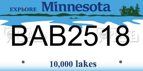 BAB2518 Minnesota License Plate