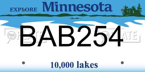 BAB254 Minnesota License Plate