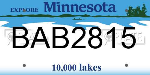 BAB2815 Minnesota License Plate