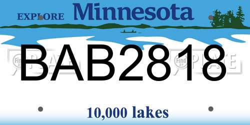 BAB2818 Minnesota License Plate
