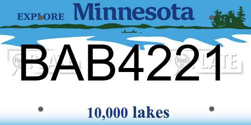 BAB4221 Minnesota License Plate