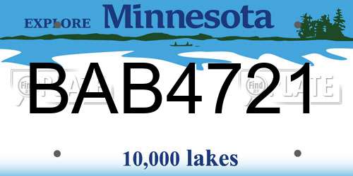 BAB4721 Minnesota License Plate