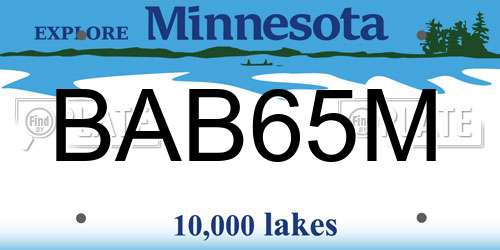 BAB65M Minnesota License Plate