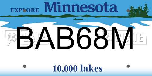 BAB68M Minnesota License Plate