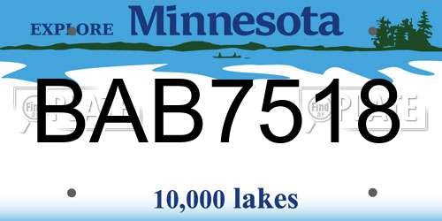 BAB7518 Minnesota License Plate