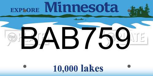 BAB759 Minnesota License Plate