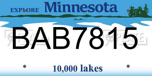 BAB7815 Minnesota License Plate
