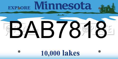 BAB7818 Minnesota License Plate